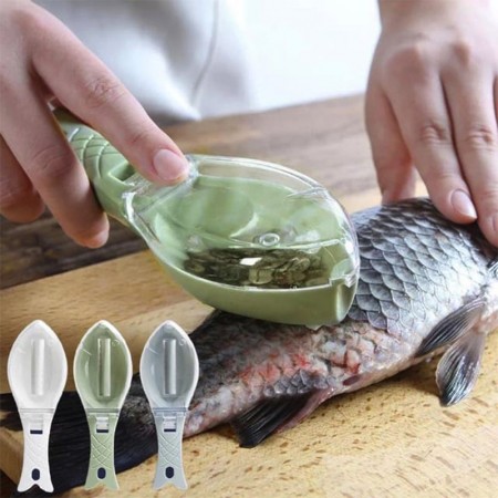 Fish Scale Remover With Cover | Scale Tools Features: 1. With the cover design, when the fish scales are scraped, the scales are not flying, and the operation is convenient. 2. The bottom is raised, and the fish scales are scraped easily. 3. Provided with hanging holes, which can be hung and placed neatly. Products include: 1 x Fish Scale Remover