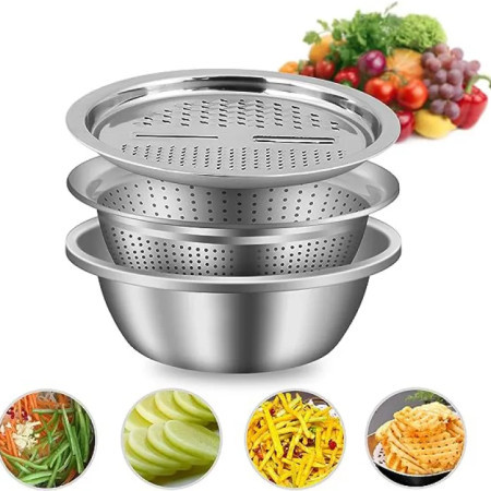 3 IN 1 VEGETABLE CUTTER WITH DRAIN BASKET